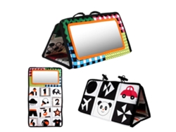 Brinquedo De Espelho Para Bebê Tummy Time Branco E Preto Brinquedos Sensoriais Educativos Portátil