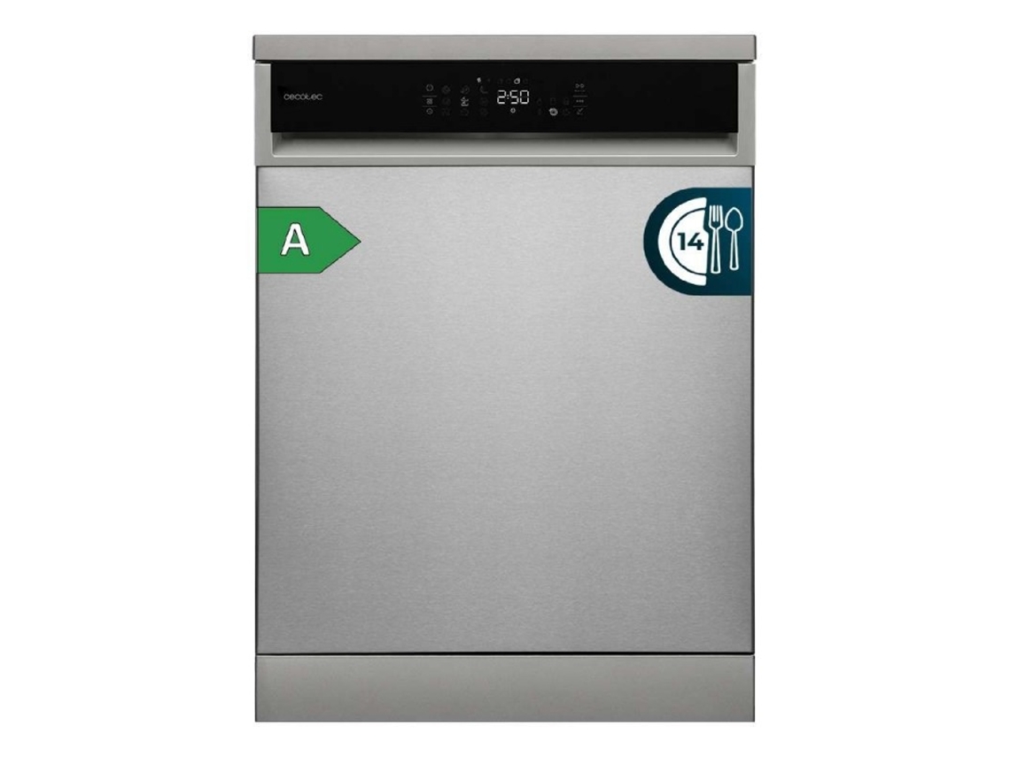Lavavajillas Bolero Aguazero 6800 Inox A, 14 Cubiertos, Clase A, Motor Inverter Plus Duo, 8 Programas Versátiles Cecotec
