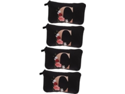 Neceser De Maquillaje Con Cremallera Y Diseño De Alfabeto De 4 Piezas Para Niñas, Bolso Pequeño.