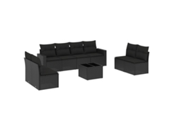 Maison Exclusive - Set De Sofás De Jardín 8 Piezas Y Cojines Ratán Sintético Negro