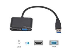 Adaptador Usb 3.0 A Hdmi Y Vga 1080p. Compatible Con Windows Y Macos. Sincroniza Audio Y Vídeo.