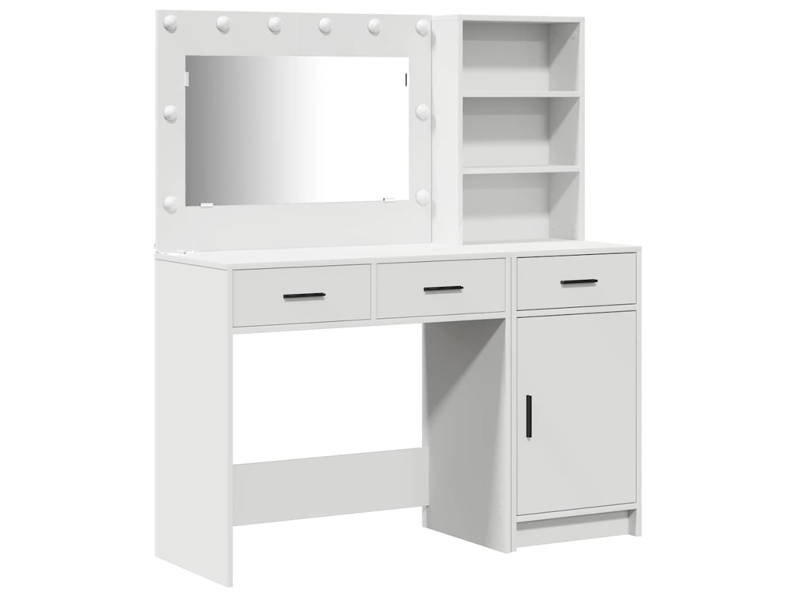 Tocador con cajón, 2 piezas, madera tratada blanca, HARLANV1