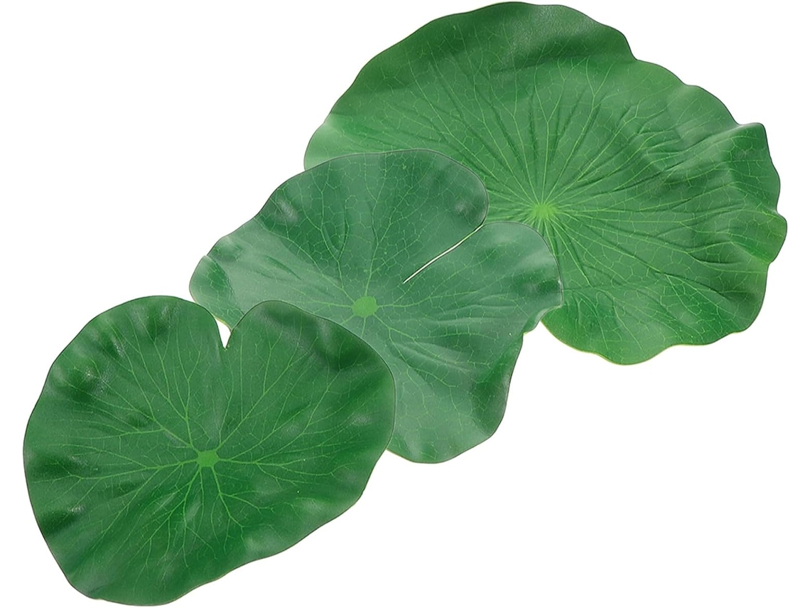 Juego De 3 Manteles Individuales De Plástico Rígido Con Diseño De Hojas De Loto Artificiales (17-20-28 Cm, Color Verde).
