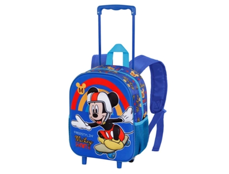 Mickey Mouse Freestyle Mochila 3D con Ruedas Pequeña, Azul KARACTERMANIA