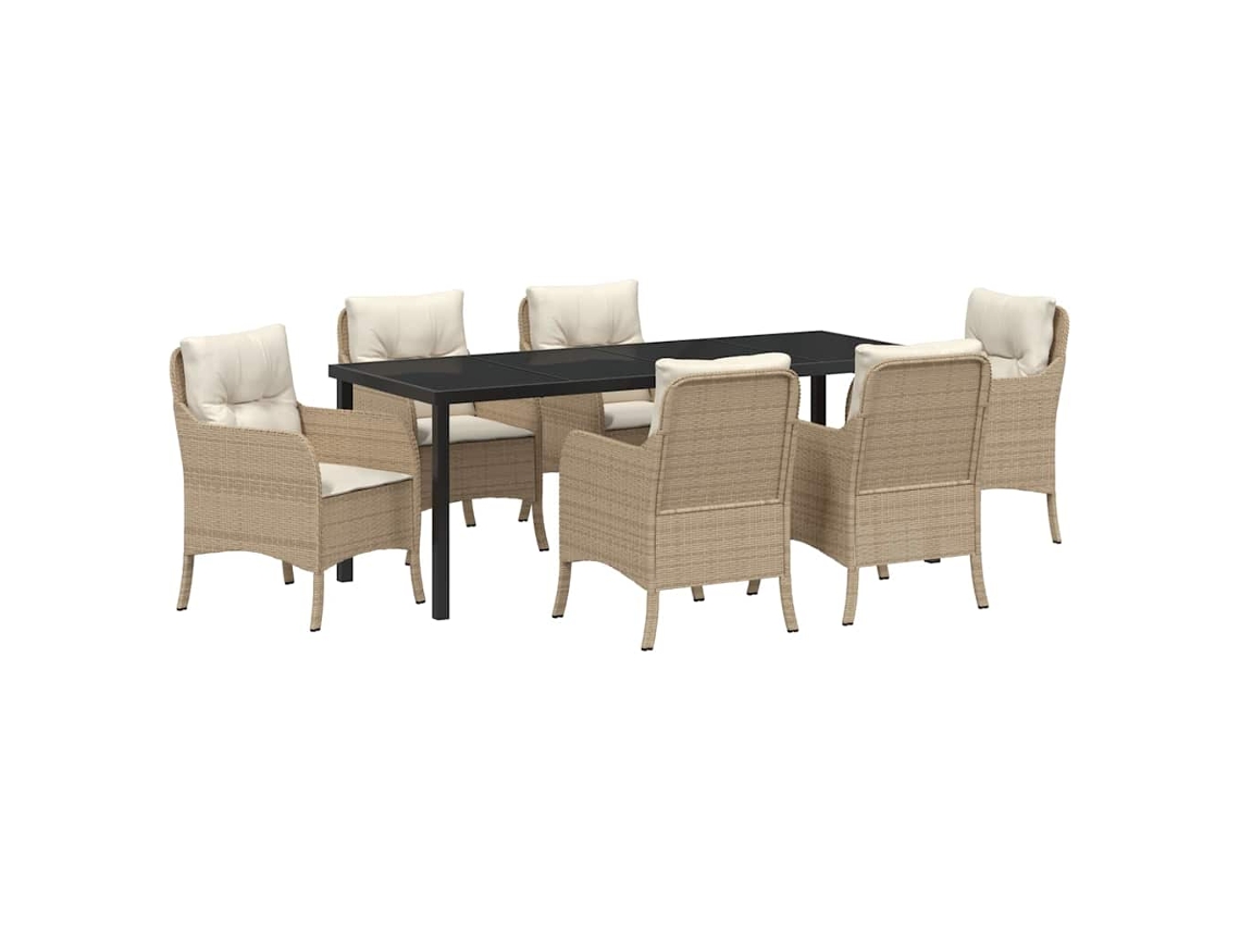 Maison Exclusive - Conjunto De Comedor De Jardín 7 Pcs Beige Ratán Sintético