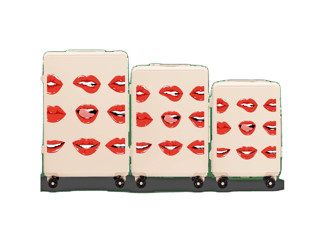 Maletas de viaje ligeras de color beige con ruedas giratorias