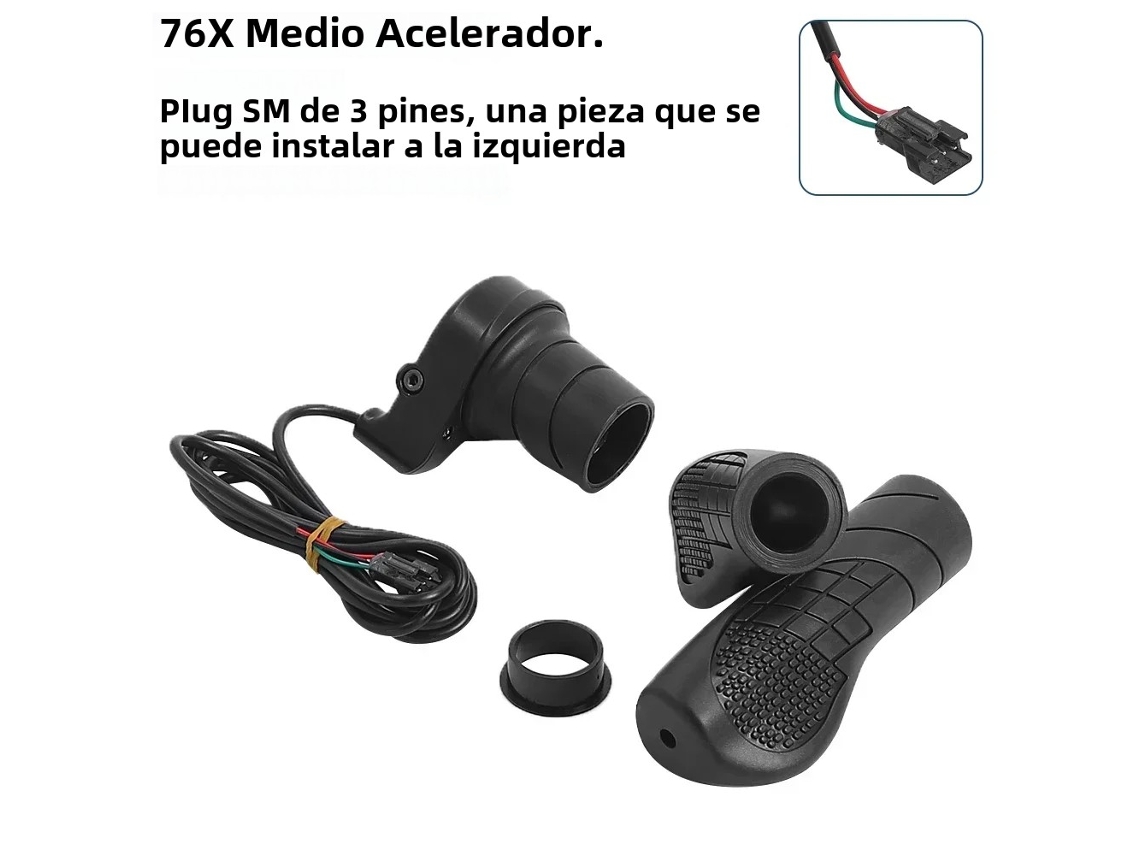 Acelerador de mano derecha para bicicleta eléctrica (36 V, 48 V y 72 V), con medio giro y conector WP/SMVAYOToy.