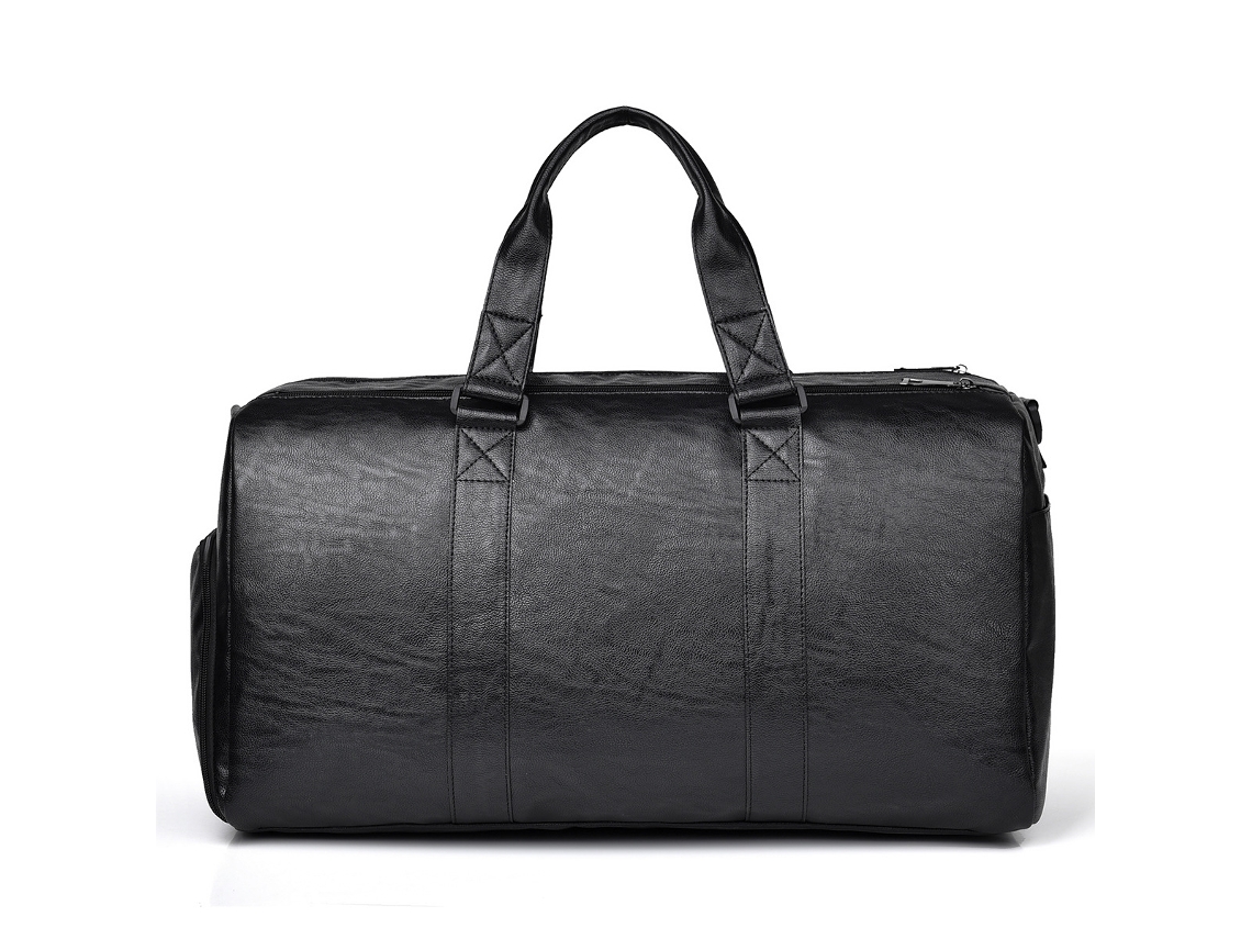 Bolsa de viaje grande e informal (negra), con compartimentos para artículos secos y mojados, compartimento para zapatos, gran capacidad y duradera.