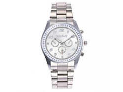Reloj De Pulsera De Acero Para Hombres Con Dial Redondo Analógico De Cuarzo Casual Y Moderno (blanco)