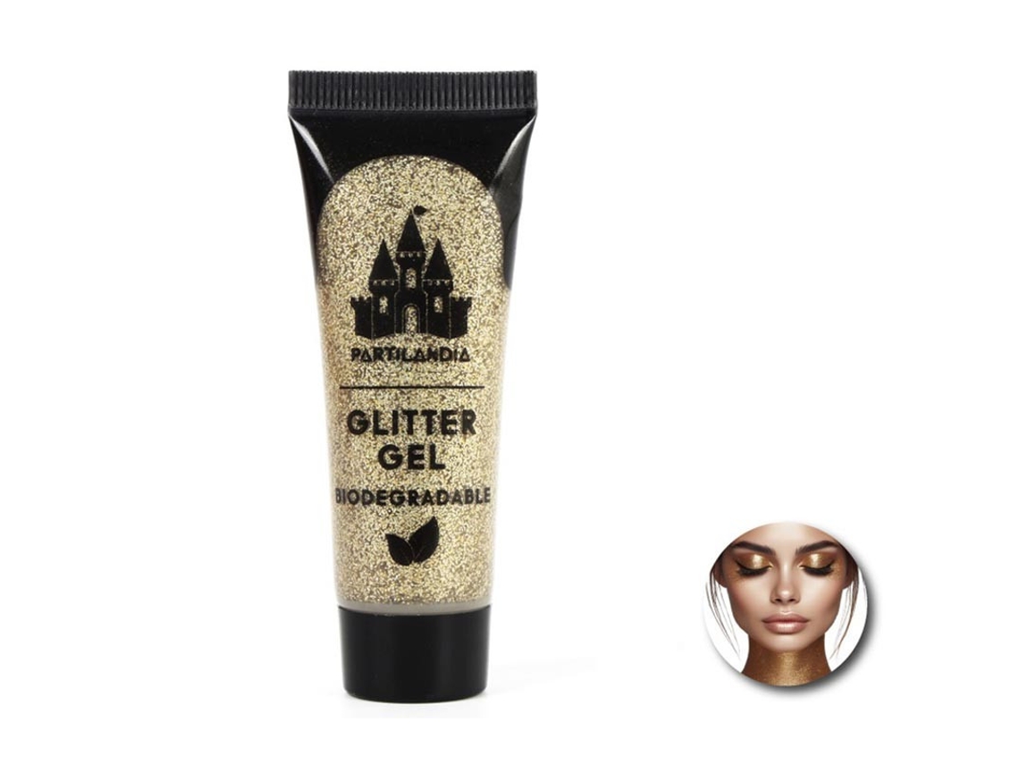 Gel Glitter Biodegradable dorado de 3x8 cm