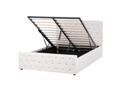 Cama con almacenaje Beliani Amiens de poliéster beige (151 x 217 x 109 cm)