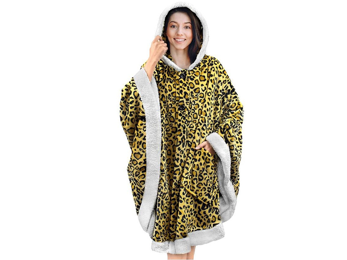 Manta Con Capucha, Manta Ponible, Manta/capa Cálida Unisex (estampado De Leopardo) Cuich
