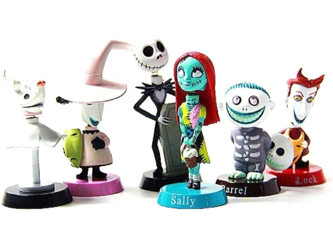 6 Figuras EASTVAPS Pesadilla Antes de Navidad Figuras Jack Skellington Lock Sally Zero Barrel Shock