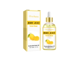 El aceite corporal de mango Oceanaura hidrata la piel suave.