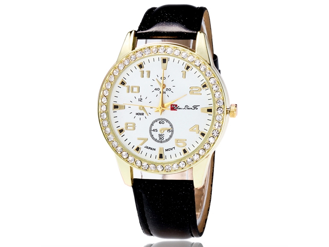 Reloj De Pulsera Para Mujer Con Esfera Sencilla Y Correa De Cuero Negra.