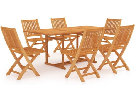 Conjunto 7 Conjunto de comedor de jardín VIDAXL madera maciza de teca