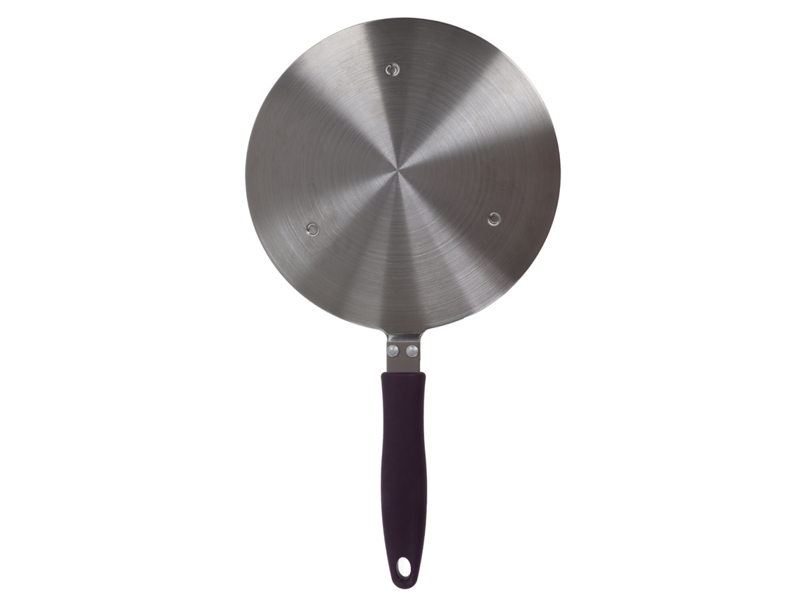 Placa Adaptadora De Inducción De Acero Inoxidable Con Difusor De Calor Y Mango Morado, 23,5 Cm, Para Utensilios De Cocina De Hierro Fundido Y Cerámica.