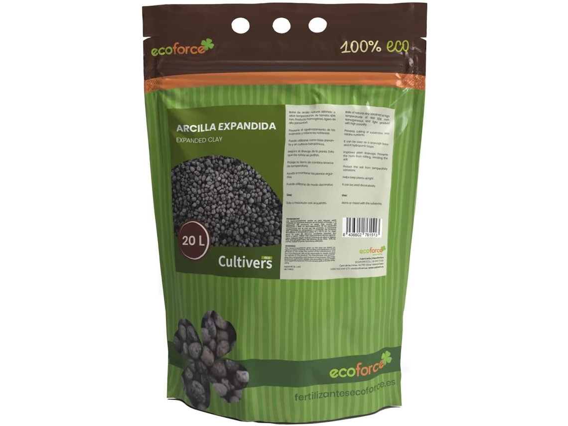 CULTIVERS Arcilla Expandida Arlita 20 L Sustrato Bolas para Drenaje de Macetas, Jardines y Cultivos hidropónicos
