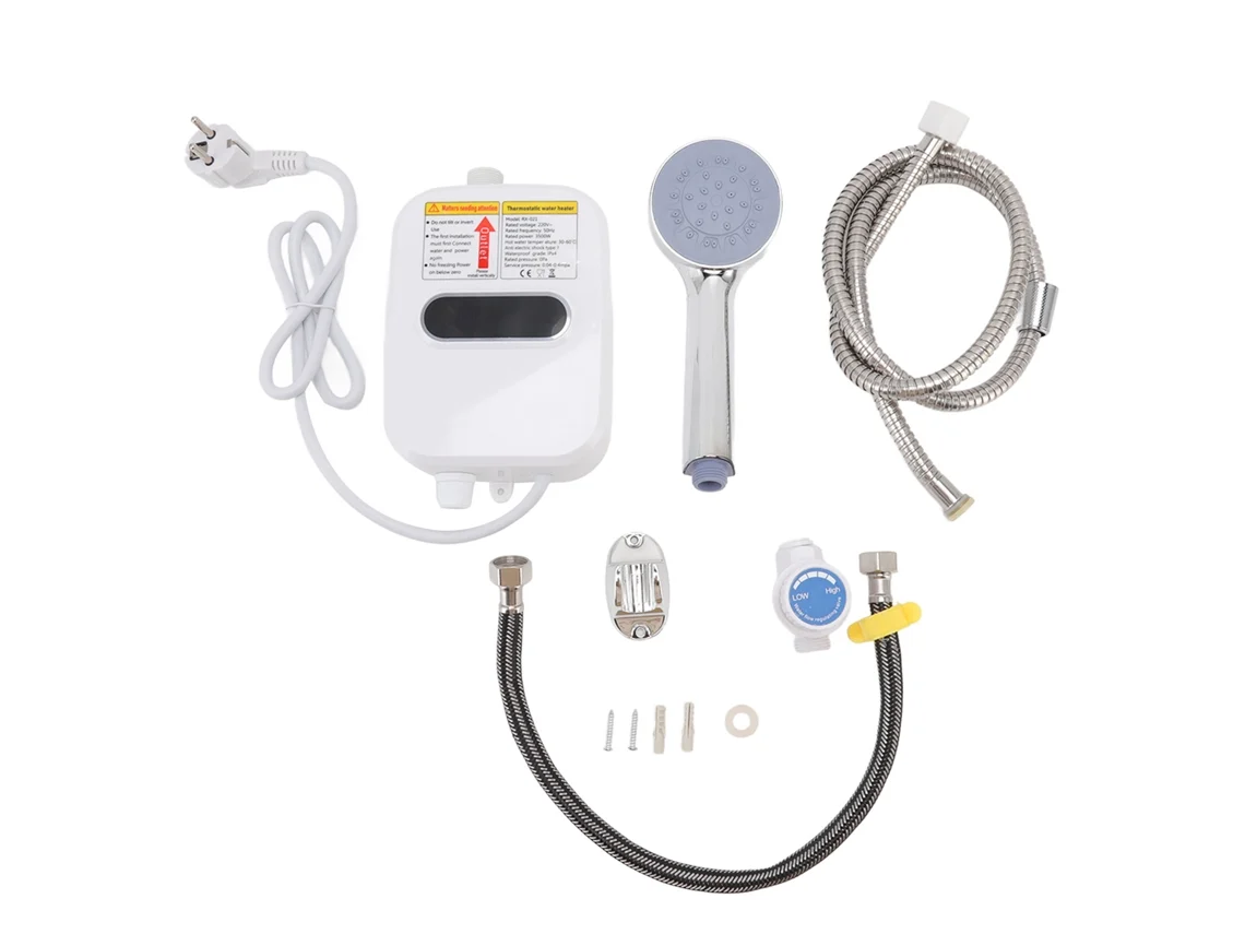 Calentador De Agua Eléctrico Instantáneo Sin Tanque De 3500 W Con Pantalla Táctil Hd Para Ducha, Resistente Al Agua Ipx4.