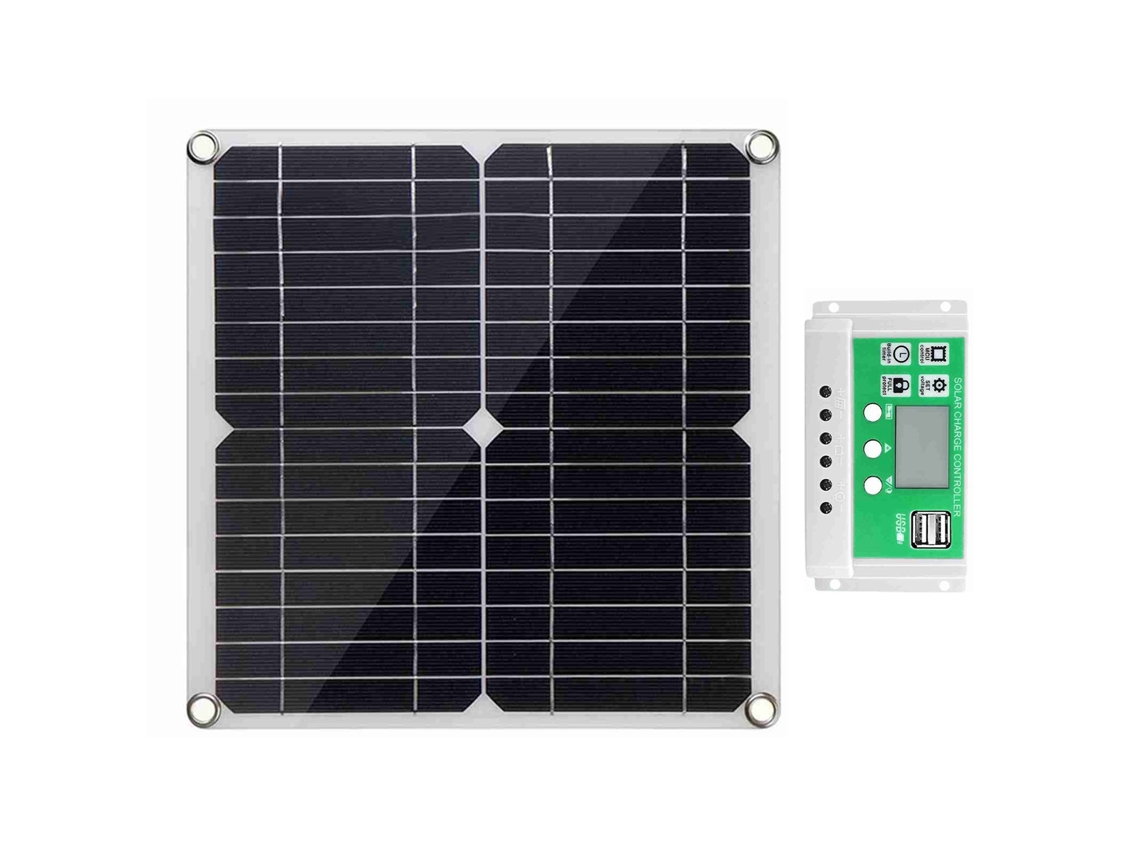 Kit De Panel Solar Monocristalino De 20 W Y 12 V Con Un 22 % De Eficiencia Y Controlador De 10 A Para Autocaravanas Y Embarcaciones Aisladas De La Red Eléctrica.