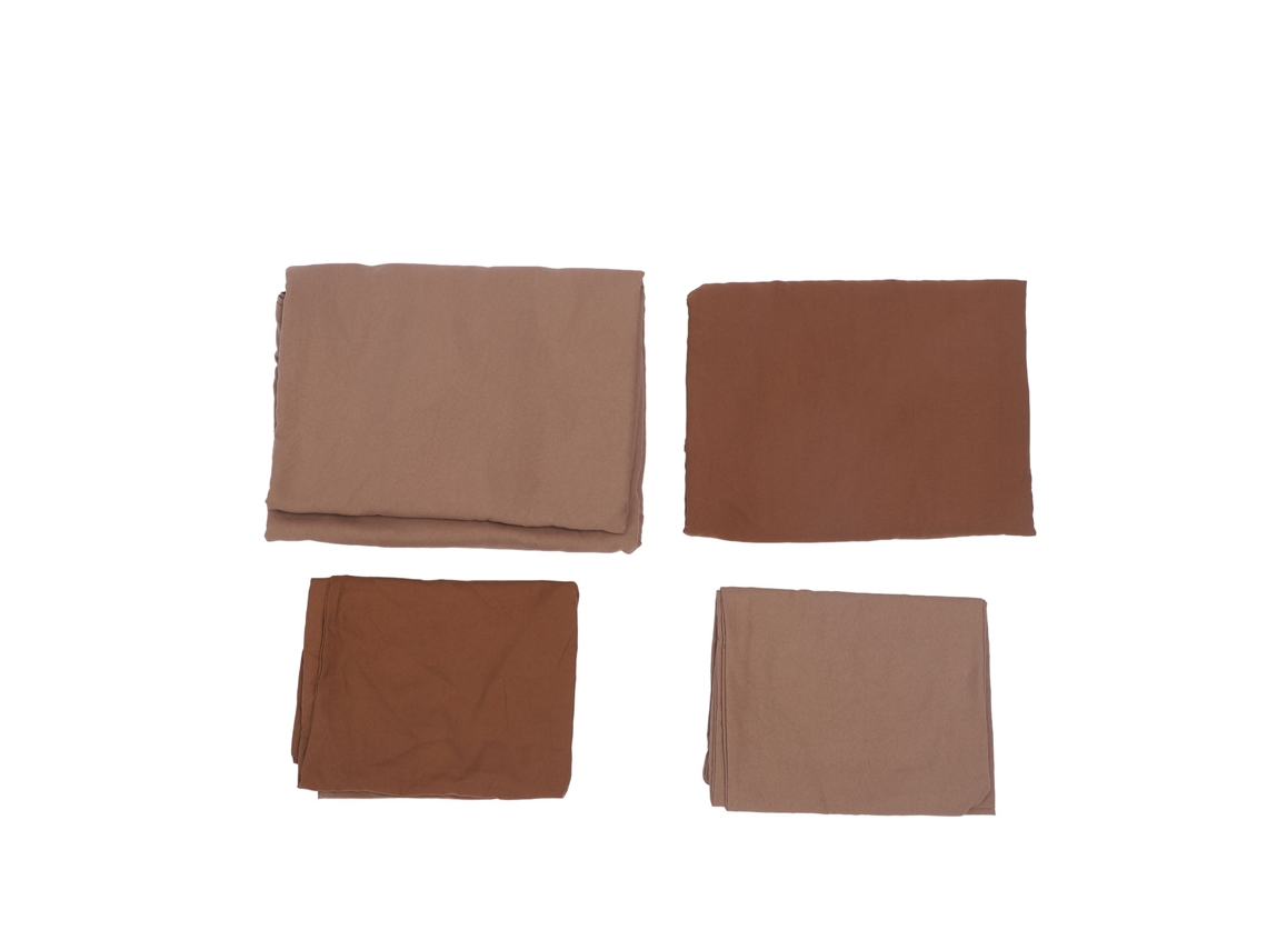 Juego de sábanas de 4 piezas para cama de 1,5 m, algodón lavado, estilo nórdico, funda nórdica suave, 150 x 200 cm, marrón.