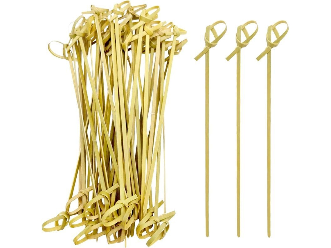 2026altiro-100 Brochetas De Bambú Anudadas Ecológicas, De 9 Cm, Para Barbacoas, Fiestas, Cócteles Y Aperitivos.