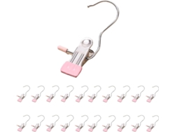 20 Pinzas Inox Rosa Multiuso Para Toallas Y Calcetines