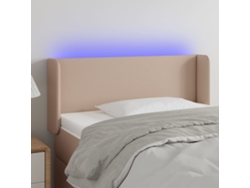 Cabecero Con Led Cuero Sintético Color Capuchino 93x16x78/88 Cm
