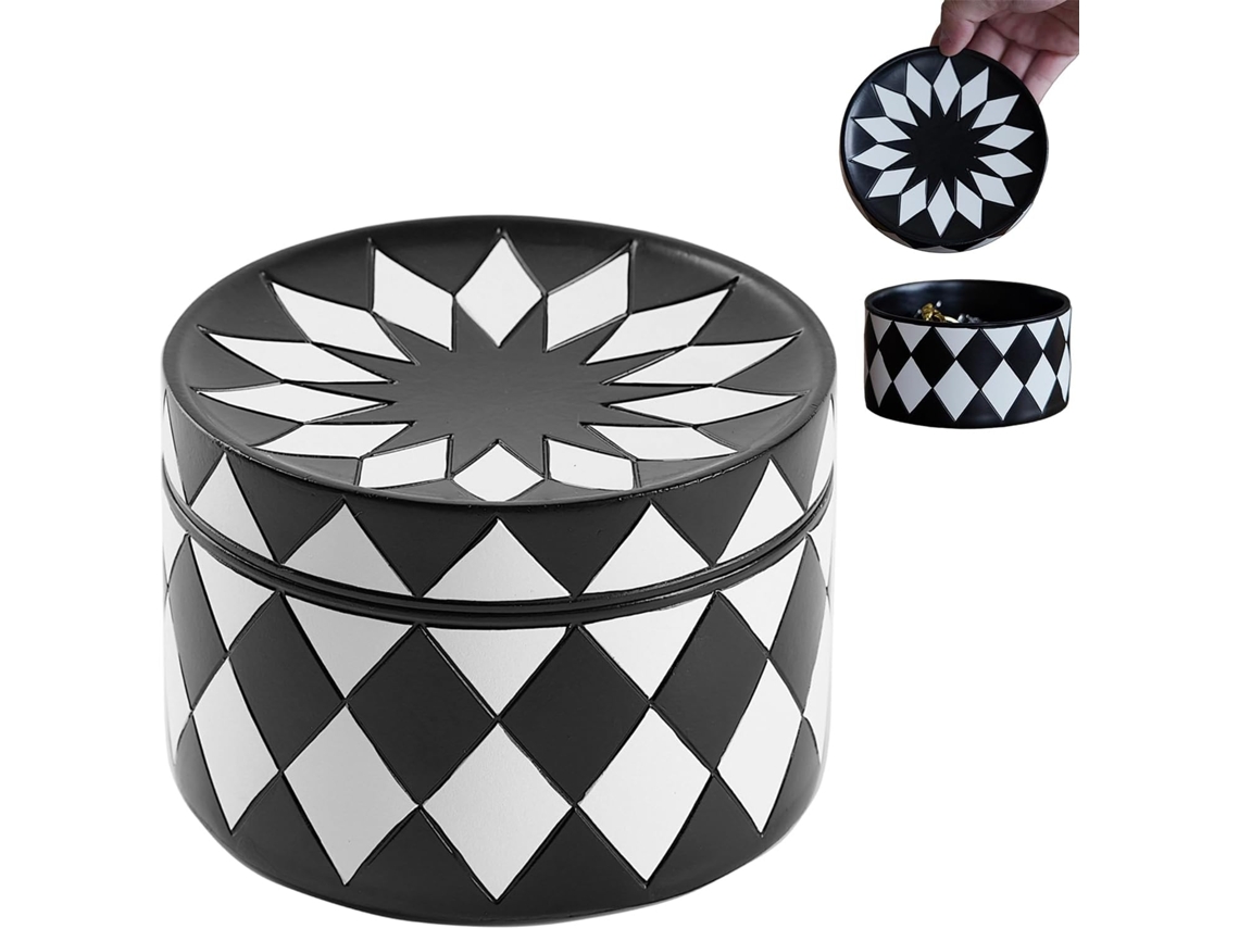 Cajas Joyería Mujer Bandeja Blanca Negra Organizador Collares Pendientes Anillos Pequeños Adornos Llaves Tapa