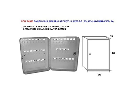 Bambu caja armario archivo llaves de 80 300x240x75mm k300- 80