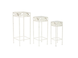 Juego de 3 mesas auxiliares de metal blanco, 30x30x70cm ALEXANDRA HOUSE LIVING