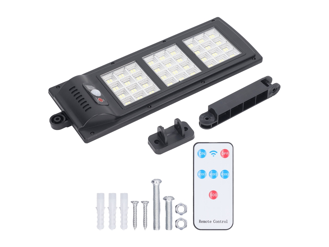 Luminárias solares externas BJ de alto brilho com 144 LEDs, à prova d'água, com sensor de movimento e controle remoto.