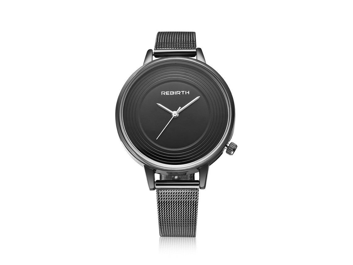 Relogio De Pulseira Analógico De Quartzo Para Pares Rebirth De Dial Redondo Preto