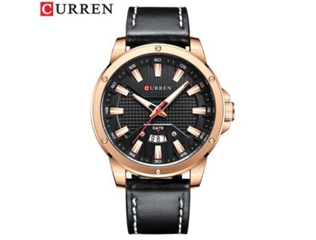 Relojes para Hombre Reloj de Pulsera con Correa de Cuero de Moda Reloj con Calendario de Negocios para Hombres-Concha Rosa Negra LUUCOZK