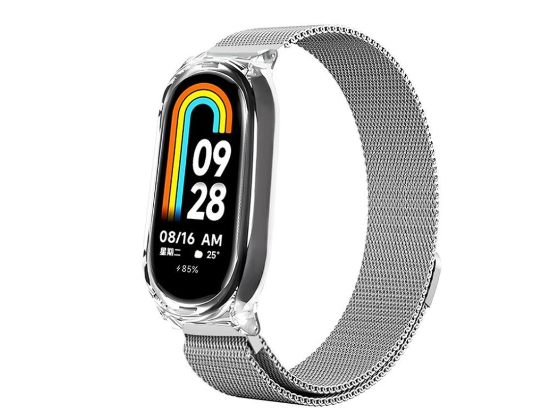 Funda para Xiaomi Mi Band 3/4/5/6 - Policarbonato transparente - Pulsera magnética de metal Milan