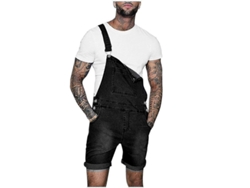 Calzoncillos Vaqueros Casuales Para Hombre Con Bolsillo En El Pecho, Estilo Recto, Tirantes - B