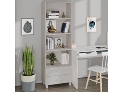 Aparador Hamar Madera Maciza De Pino Blanca 60x35x180 Cm