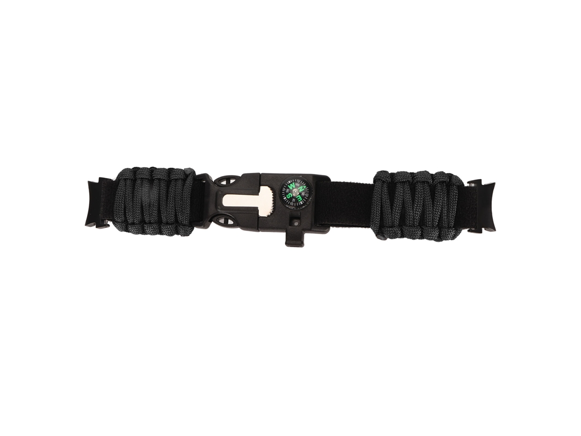 Pulsera De Paracord 6 En 1 Con Brújula, Luz De Señalización Y Encendedor Para Samsung Watch 6 - Negra