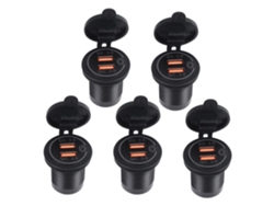 Paquete De 5 Cargadores De Coche Usb 3.0 Duales De 12 V Y 36 W Con Interruptor
