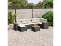 Conjunto de sofá de jardín de 8 piezas con cojines en mimbre sintético negro de DKD Home Decor