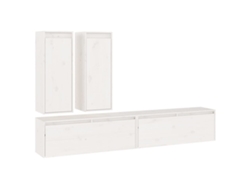 Mueble de TV de 4 piezas, madera maciza de pino, blanco, EXCLUSIVO DE LA CASA