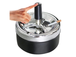 Cenicero Giratorio De Metal De 9 Cm, Con Función De Autolimpieza, Color Negro, Para El Hogar, Moderno, Funcional Y Práctico.