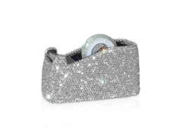 Dispensador de cinta adhesiva de lujo hecho a mano con diseño de diamante para mesa, 25-26 cm, para mujeres y niñas con estilo GOKOCO (blanco)