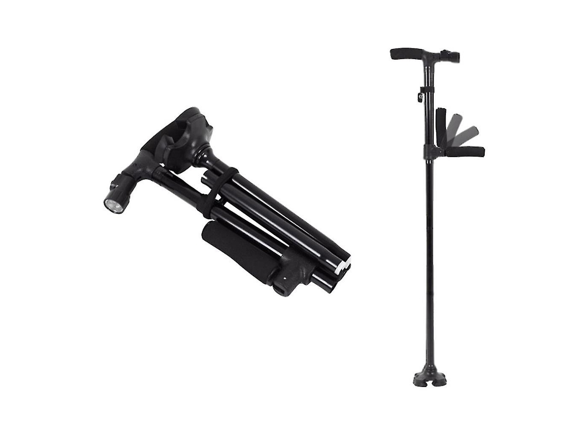 Bastón plegable ajustable con luz LED para hombres y mujeres, con mango en forma de T.