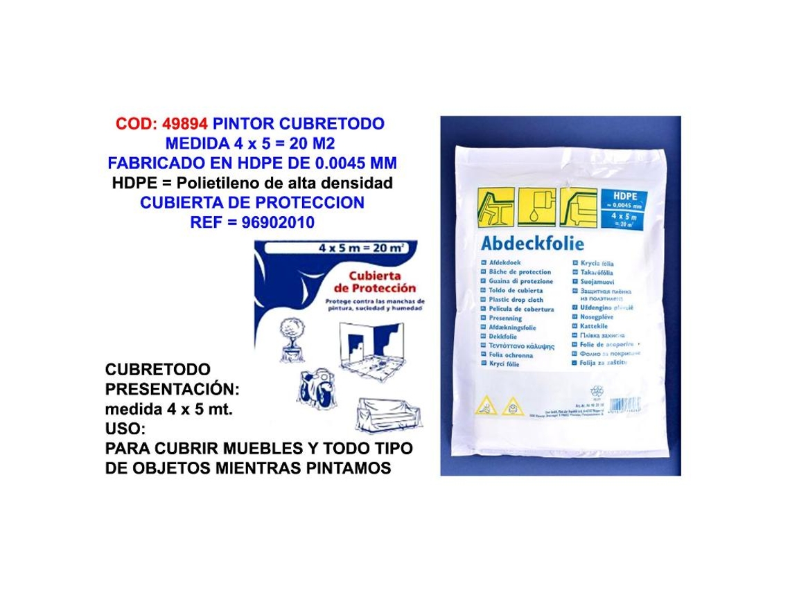 Pintor cubretodo 4x5  20 m2 cubierta de proteccion 96902010