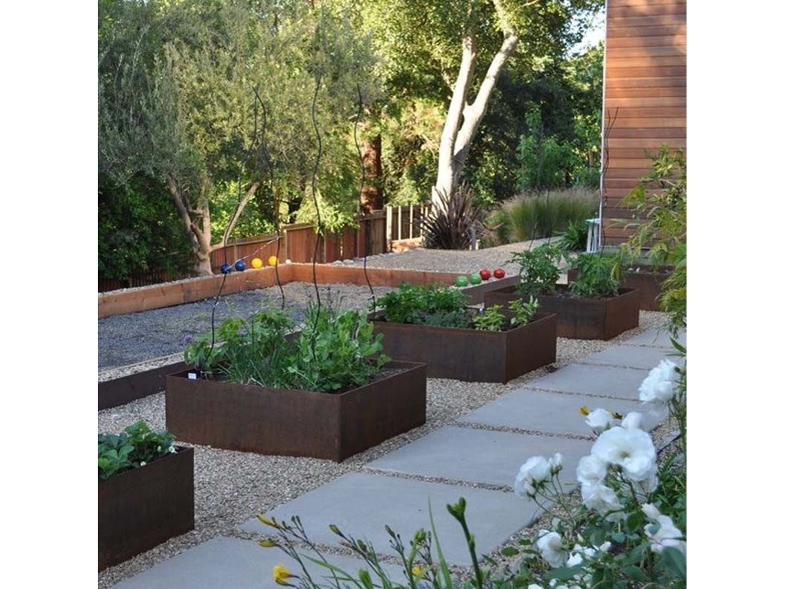 Jardinero Cubo Bajo Acero Corten Unidad / 100x100x40 Cm