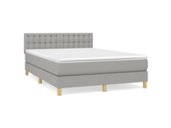Maison Exclusive - Cama Box Spring Con Colchón Tela Gris Claro 140x190 Cm