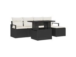 Maison Exclusive - Conjunto De Sofá De Jardín 6 Pcs Negro Y Crema Ratán Sintético