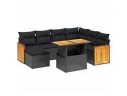 Maison Exclusive - Set De Sofás De Jardín 8 Piezas Y Cojines Ratán Sintético Negro