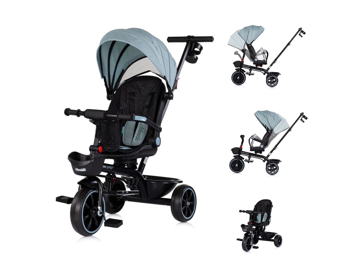 Triciclo Con Capota Y Mango Parental Max Sport De Chipolino - Matcha